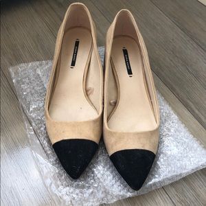 ZARA Capped toe block heeled flat